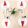 Noel dekorasyonları 10pcs sofra takımı tutucu çanta Noel şapka Noel süslemeleri mutfak aksesuarları ev dekor Noel süsleri