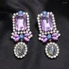 Dange oorbellen Ztech Big Rhinestone Purple/Green/Pink Color Statement For Women Female Wedding Party Sieraden Geschenken Accessoires