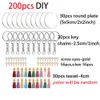 Keychains for Acrylic Key Chain Blanks Set Tassel Pendant Diy Crafts clear Keyrings Making 2inch round wholesale 200pcs