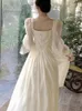 Casual Dresses Spring French Elegant Fashion Fairy Long For Women Lantern Sleeve Beach Holiday Dress Female Party Vestidos Robes