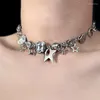 Naszyjniki wiszące Europa Ameryka metal przesadza ciężka grube obojczyka łańcuch żeńska jak punkowy naszyjnik dla kobiet biżuteria