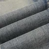 Designerkleidung Amires Jeans Denim-Hosen Amies Fashionable High Street 6806 Hellblau Rosa Kontrast Bunt Broken Hole Patch Elastisch Slim Fit Jeans mit kleinem Fuß f