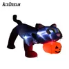 Gato malvado negro inflable LED grande con calabaza Inflable loco Festival de gato negro Inflables de miedo de Halloween