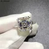 Pierścienie zespołowe ręcznie robione Asscher Cut 6CT Lab Diamond Ring 925 Srebrny Srebrny Bijou zaręczyny Pierścienie dla kobiet Bridal Party Jewelry J230522