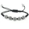 Charm Bracelets Brand Anil Arjandas 5Pcs 10mm Micro Pave Black CZ Beads Briading Macrame Pulseira Para Homens E Mulheres Jóias Presente