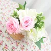 Decoratieve bloemen Rose Silk Artificial Decoration Bouquet Wedding Party Bruid Hold Flower Christmas Home Decor tabletop Fake Diy