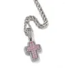 Pendant Necklaces Hip Hop 3A Cubic Zirconia Bling Iced Out Cross Pendants For Men Rapper Jewelry Black Silver Color Drop