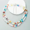 Chaînes colorées perlées collier de perles clavicule chaîne mode champignon Imitation collier pour femmes vacances