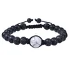 Bracelet tressé en améthyste de 12MM Bracelet en pierre de lave naturelle ajustable en oeil de tigre pour hommes femmes