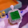 Klusterringar H1215 Emerald Ring 14.94CT Pure 18 K Gold Jewelry Nature Diamond Kvinna för kvinnor FINE