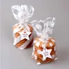 Gift Wrap 100pcs White Stripe Plastic Bags Transparent Cookie Candy Bag Christmas Wedding Packaging Baking Wrapper Cake