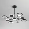 Lustres Moderne Led Lustre Lampe Pour Salon Salle À Manger Chambre Restaurant Avec Télécommande Maison Loft Noir Nordic Luminaire