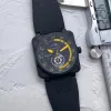 designerskie zegarki męskie 2023 Luksusowe delikatne biznesowe zegarek zegarek mechaniczny automatyczny dzwonek czarny skórzany pasek Ross 6 Hands