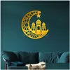 Inne impreza świąteczna dostarczenia islamskiego muzułmańskiego wystroju ściennego naklejka 3D Ramadan Kareem Moon Star Acryl Mirror Dekale upuszczenie dostawy do domu DH6PD