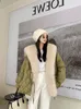 Damesgeul Lagen Large Bur Sailor Kraag Warm Women Parkas 2023 Loose Fashion Winter Coat -zakken Lichtgewicht katoenen jassen Outerwear