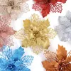 Weihnachtsdekorationen, 5 Stück, 9–16 cm, Glitzer, künstliche Weihnachtsblumen, Weihnachtsbaumschmuck für Zuhause, künstliche Blumen, Weihnachtsschmuck, Neujahrsdekoration