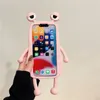 iPhone 용 3D 개구리 실리콘 전화 케이스 14 13 12 11 Pro Max 만화 귀여운 디자인 소녀 보호자 패션 커버 1pc