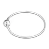 Bangle Me Collection Thin Snake Chain Signature Round Clasp Charms Diy Jewelry 925 Sterling Silver Kvinnliga armband för kvinnor