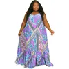 Vestidos de tamanho grande vestido feminino de verão impressão floral bhemian maxi vestidos sem mangas senhoras casuais vestidos de tamanho grande 230520