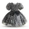 Moda bambina stella paillettes vestito 1-5T bambini grande fiocco gonna firmata sfilata per bambini costumi