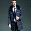 Piumino da uomo 2023 Cappotto lungo invernale da uomo Giacca spessa con collo in pelliccia Parka Doudoune Hiver Homme