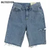 Kvinnors shorts bgtever sommar casual shorts för kvinnor hög midja ripad knapp upp kvinnliga denim shorts jeans femme streetwear 230520