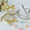 Present Wrap 5/10/20st Gold Silver Candy Paper Box With Ribbon Wedding Packaging Baby Shower Decor Birthday Party Supplies