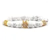 Strand Classic 4 Angle Gold Accessori Gioielli Bangle White Pine Stone Tiger Eye Beads Bracciale Uomo Donna Fashion