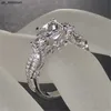 Band Rings Vintage Three stone Lab Diamond Ring 925 sterling silver Bijou Engagement Wedding band Rings for Women Men Charm Party Jewelry J230522