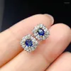 Stud Earrings Super Top Quality Sapphire Earring Natural And Real 925 Sterling Silver