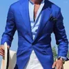 Ternos masculinos Jaqueta azul masculina elegante casaco de um botão Men Cristmas Wear Blazars Fashion Formal Slim Fit