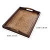 Tallrikar TRAY TROE PALLET Simple Vintage Practical Tea Plate 30 25 CM Retro Rectangular Teak Rattan