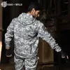 Jaktjackor Ryssland Mäns militärdräkter Camo Fleece Tactical Jacket utomhus mjuk vattentät vindbrytare byxor huva kappkläder