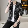 Ternos masculinos COO 2023 Men's Summer Floral Print Sleeves Menção Menção Menas Jenta Juventude Blazer de Lazer