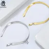 Bangle Orsa Jewels Sterling Sier Punk 3mm/4.5mm Flexible Flat Herringbone Chain Bracelet for Women Men Fahsion Jewelry Sb107