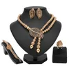 Brincos de colar Set Longqu Jewelry Women Women Dubai Gold Bracelet Ring Anel de alta qualidade Acessórios de joias por atacado