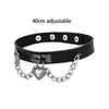 Ketens vrouwen mannen meisjes gotisch punk lederen choker ketting klinknagel hart kruis kraag ketting rock party sieraden geschenken