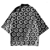 Ethnische Kleidung Casual Hexagon Gedruckt Farbverlauf Kimono Strand Shorts Strickjacke Sommer Paar Frauen Männer Haori Yukata Streetwear