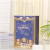 Autres fournitures de fête festive Eid Mubarak Sacs en papier Kraft Ramadan Sac cadeau avec poignée Faveurs Poche Drop Delivery Home Gard Dhscq