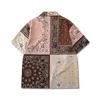 New Summer Beach Loose Shirt Suit Digital Print Check Cashew Blossom Casual Shorts Cardigan Suit Men