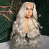 Body Wave Sans Colle Platine Blonde Dentelle Cheveux Synthétiques Légèrement Ondulé Fibre Sans Colle13x3 Devant