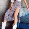 Yemoggy Elegant Vintage Floral Print Skirt for Summer Women's Skirts 2023 New Skinny Elastic High WAIST A-LineMidi Split Skirt P230519