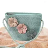 Aufbewahrungstaschen Kinder Strohtasche Blume Schulter Niedlich Sommer Handgefertigt Gewebt Messenger Little Cross Body