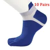 Men's Socks 10 Pairs Toe Men Five Fingers Breathable Cotton Sports Running Solid Color Black White Grey Blue Athletic