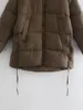 Gabardina PUWD para mujer, chaqueta de algodón con cordón de longitud media y cuello redondo para mujer, Parka Vintage holgada con cremallera de gran tamaño para invierno 2023