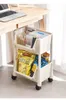 Hooks Bookshelf Mobile Shelf Bathroom Removable Trolley Desktop Book Storage Rack Plastic Artifact Household Accessories