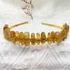 Pinces à cheveux couronne de guérison naturel jaune cristal bandeau fête de mariée femmes diadèmes décorations accessoires bijoux faits à la main cadeaux