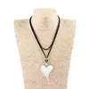 Pendant Necklaces Tibetan Silver Large Abstract Love Heart Necklace Faux Suede Velvet Cord Simple Vintage Women Jewellry Gift