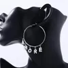 Dangle Earrings Simple Crystal Letter AMORE Drop For Women Stainless Steel Big Round Ear Wedding Party Gifts Trendy Jewelry