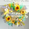 Decorative Flowers Realistic Holiday Garland Sunflower Scene Layout Flower Wreath No Watering Long Lasting Artificial Living Room Decor